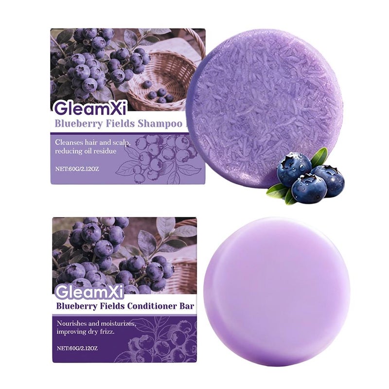 GleamXi Blueberry Garden Shampoo and Conditioner Set - Daily Gentle Cleansing, Scalp Care, and Shine-Enhancing Shampoo Bar SKU00012771 SKU00013162